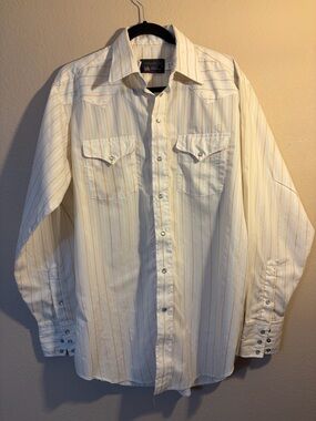 Vintage Panhandle Slim Striped Pearl Snap Western Shirt 16/35